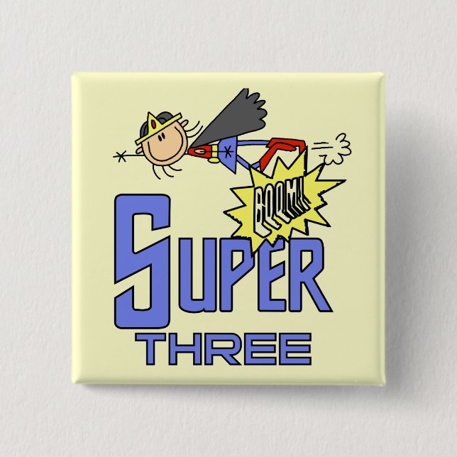 Superhero Girl 3rd Birthday Tshirts and Gifts Pinback Button (Front)