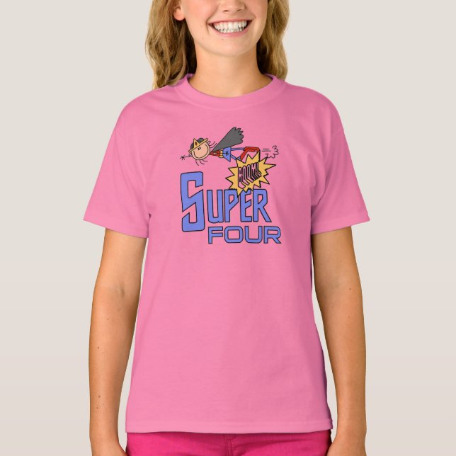 Superhero Girl 4th Birthday Tshirts and Gifts (Front)