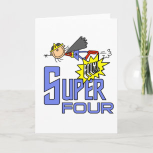 Superhero Girl 4th Birthday Tshirts and Gifts Card