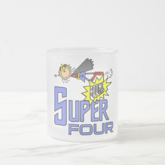 Superhero Girl 4th Birthday Tshirts and Gifts Frosted Glass Coffee Mug