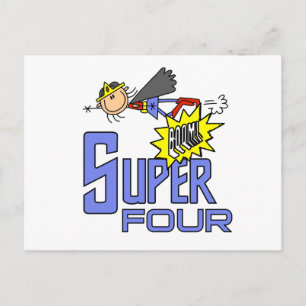 Superhero Girl 4th Birthday Tshirts and Gifts Postcard