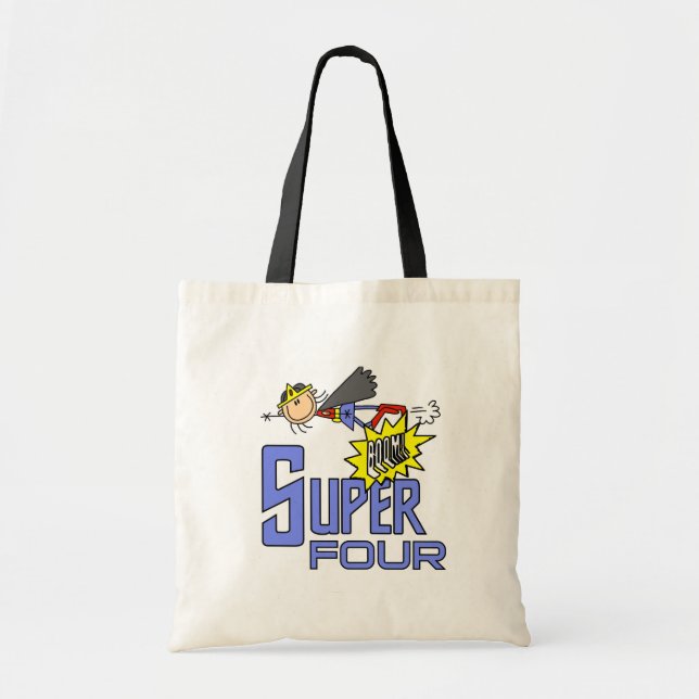 Superhero Girl 4th Birthday Tshirts and Gifts Tote Bag (Front)