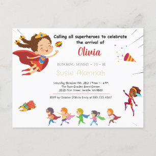 Superhero Girl Baby Shower Postcard