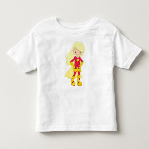 Superhero Girl, Blonde Hair, Hero, Red Costume Toddler T-shirt