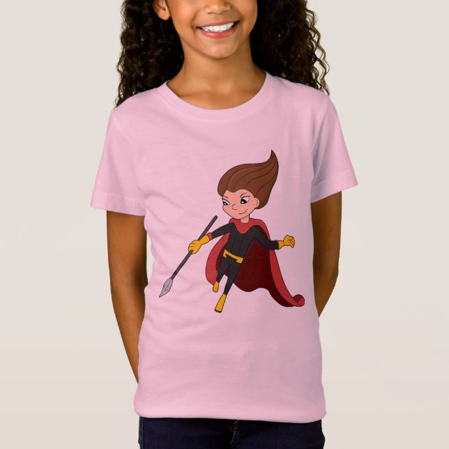 Superhero girl cartoon T-Shirt (Front)