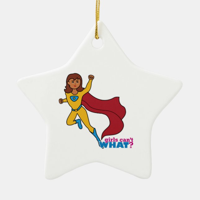 Superhero Girl Ceramic Ornament (Front)