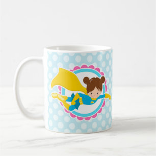 Superhero Girl - Cute Flying Hero In Cape Coffee Mug
