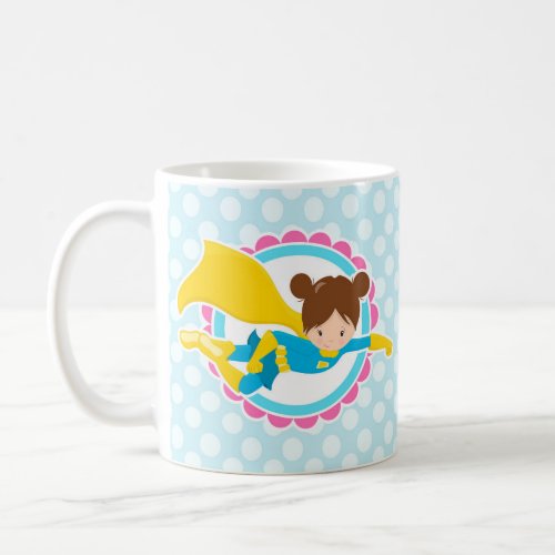 Superhero Girl _ Cute Flying Hero In Cape Coffee Mug