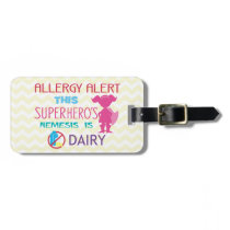 Superhero Girl Dairy Allergy Personalized Kids Luggage Tag