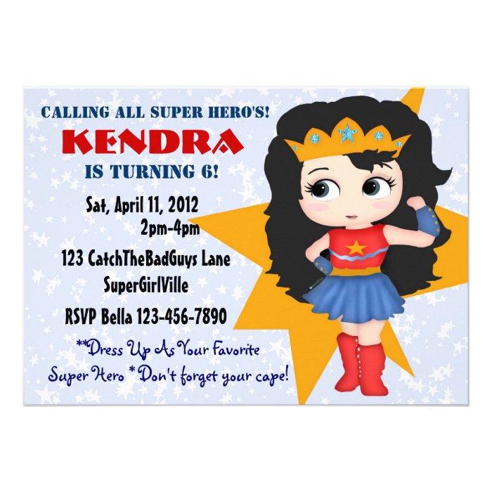 Superhero Girl Invitation