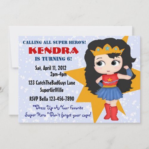 Superhero Girl Invitation