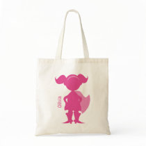 Superhero Girl Silhouette Personalized Pink Tote Bag