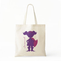 Superhero Girl Silhouette Personalized Purple Tote Bag