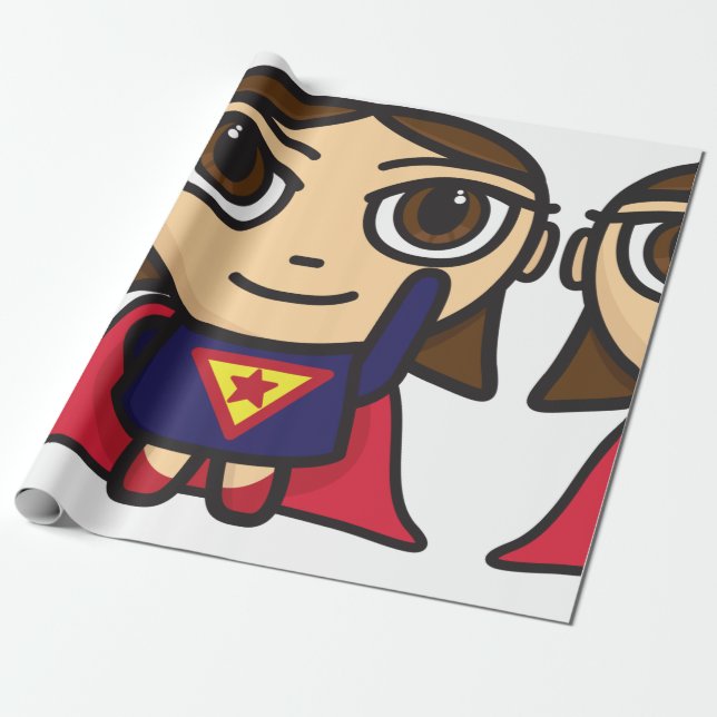 Superhero Girl Wrapping Paper (Unrolled)