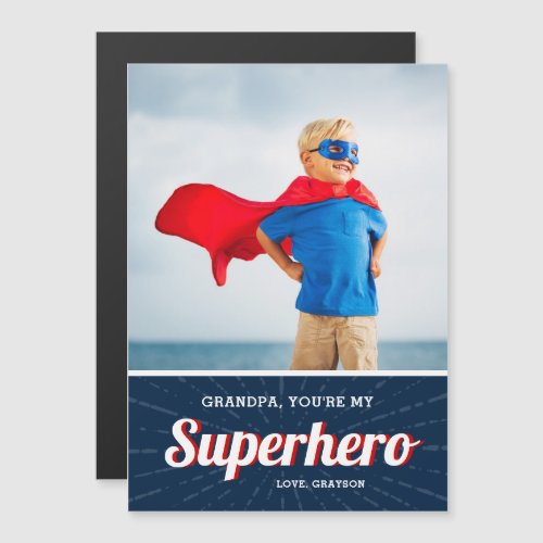 Superhero Grandpa Fathers Day Photo Card Magnet