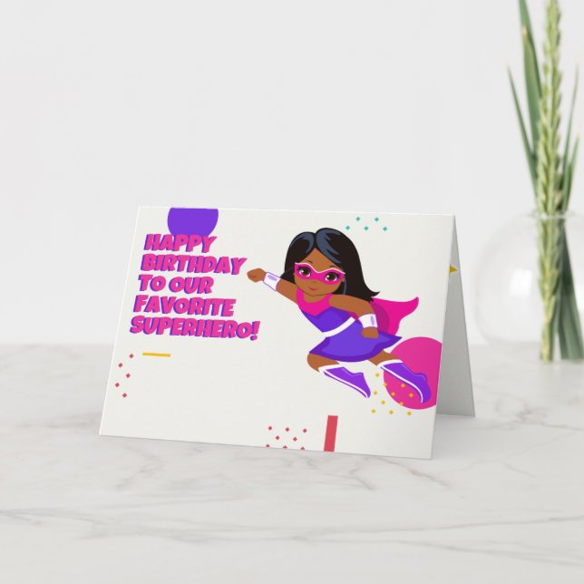 Superhero Happy Birthday, 5"x7", Folded Card (Front)