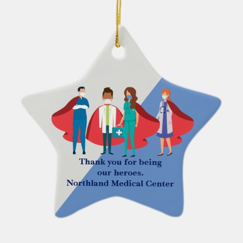 Superhero Healthcare Workers Custom Doctor Nurse Ceramic Ornament