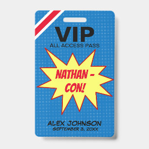Superhero Hero Con VIP Pass Party Favor Badge
