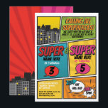 Superhero Invitation Shared Joint Party Boys Girls<br><div class="desc">Superhero Invitation Boys Girls Shared Joint Party Blue Red Comic Invitation! Perfect for any age age birthday,  Simply change the text to suit your party. Back print included.</div>