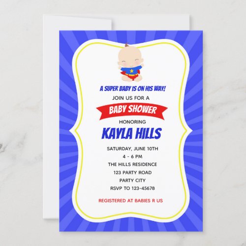 Superhero Invitations _ Boy Birthday  Baby Shower