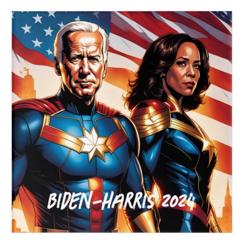 Superhero Joe Biden and Kamala Harris  Acrylic Print