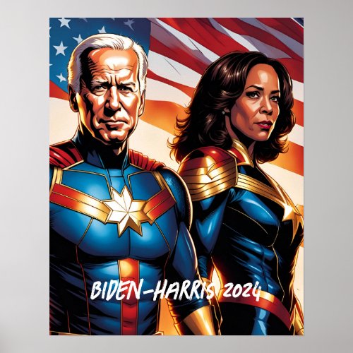 Superhero Joe Biden and Kamala Harris  Poster