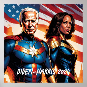 Superhero Joe Biden and Kamala Harris Poster