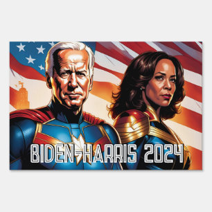 Superhero Joe Biden and Kamala Harris Sign