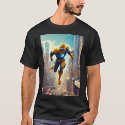 superhero jumping over the world  T_Shirt