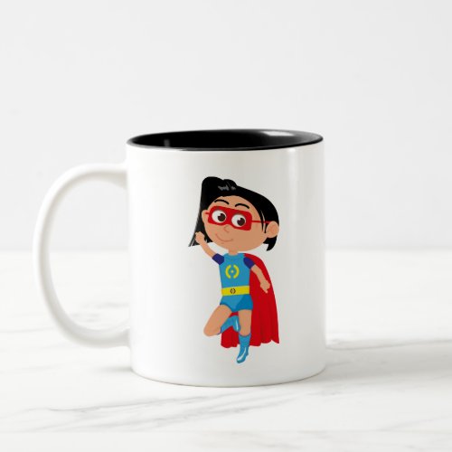 Superhero kid cute Kid in Superhero Costume Two_Tone Coffee Mug