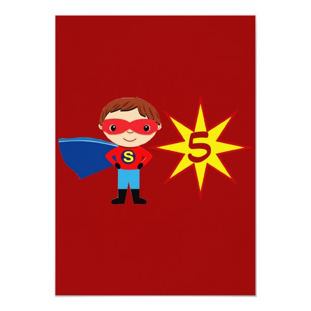 Superhero Kids Boys Birthday Party Invitations Red