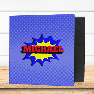 Superhero Kids Comic Book Personalized Name 3 Ring Binder