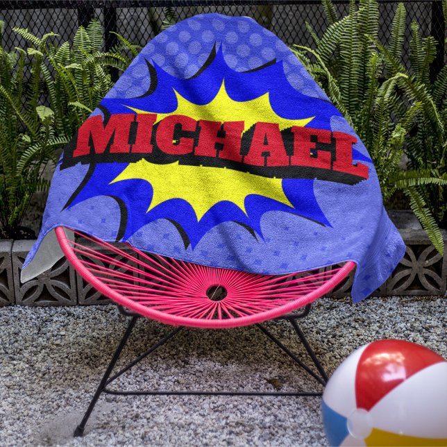 Superhero Kids Comic Book Personalized Name Bath Towel Set (Creator Uploaded)