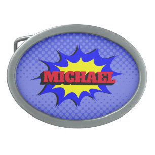 Superhero Kids Comic Book Personalized Name Belt Buckle