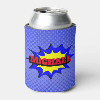 Superhero Kids Comic Book Personalized Name Can Cooler