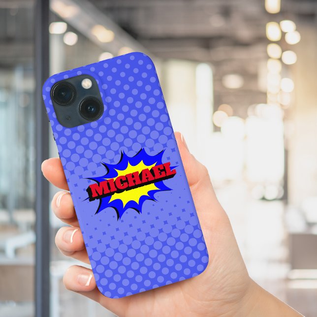Superhero Kids Comic Book Personalized Name Case-Mate iPhone Case (Creator Uploaded)