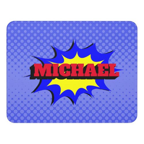 Superhero Kids Comic Book Personalized Name Door Sign