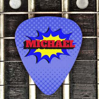 Superhero Kids Comic Book Personalized Name Guitar Pick
