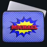 Superhero Kids Comic Book Personalized Name Laptop Sleeve<br><div class="desc">This superhero kids comic book style name monogram is a unique and eye-catching way to display your name. It is inspired from comic books This design features name in a bold, stylized font that resembles the typography found in comic books and gives off a retro and fun vibe. This type...</div>