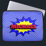 Superhero Kids Comic Book Personalized Name Laptop Sleeve<br><div class="desc">This superhero kids comic book style name monogram is a unique and eye-catching way to display your name. It is inspired from comic books This design features name in a bold, stylized font that resembles the typography found in comic books and gives off a retro and fun vibe. This type...</div>