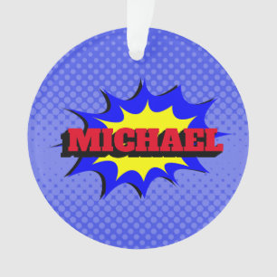 Superhero Kids Comic Book Personalized Name Ornament