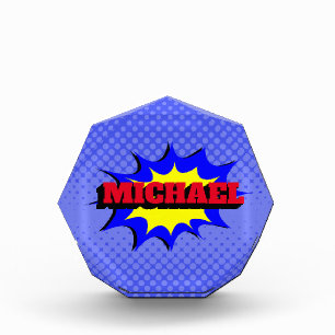 Superhero Kids Comic Book Personalized Name Photo Block