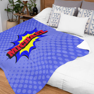 Superhero Kids Comic Book Personalized Name Sherpa Blanket