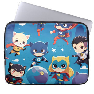Superhero kids flying high laptop sleeve