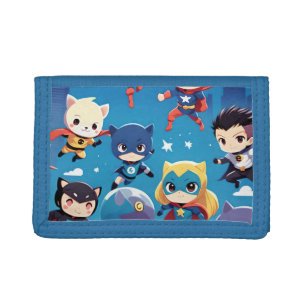 Superhero kids flying high tri-fold wallet