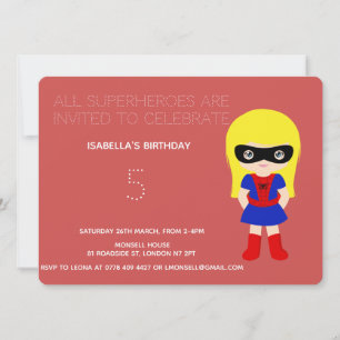 Superhero Kids Girls Birthday Party Invitation