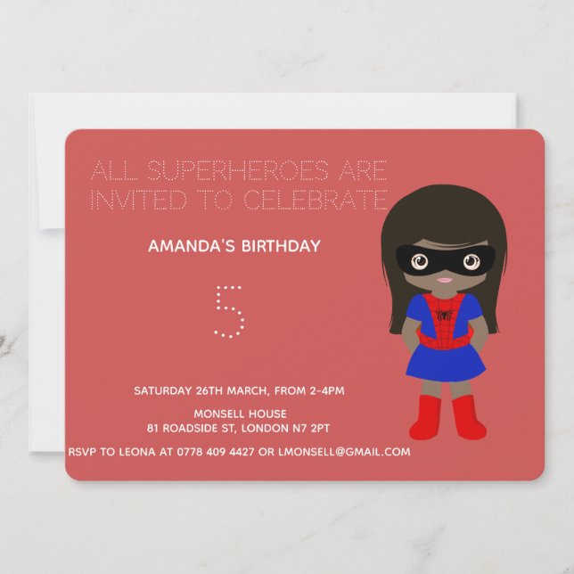 Superhero Kids Girls Birthday Party Invitation (Front)