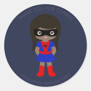 Superhero Kids Girls Birthday Party Sticker