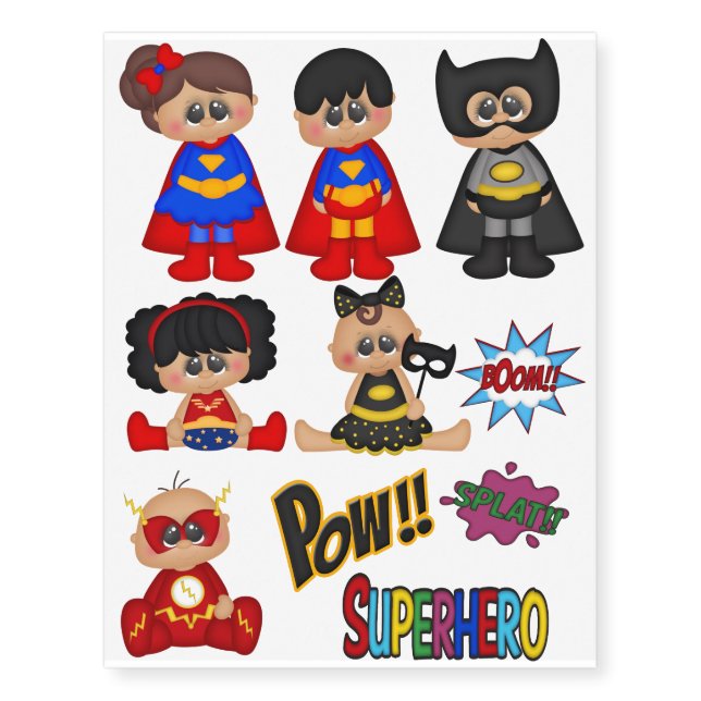 Superhero Kids tattoo red yellow black (Front)
