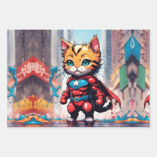 Superhero Kitty  Wrapping Paper Sheets